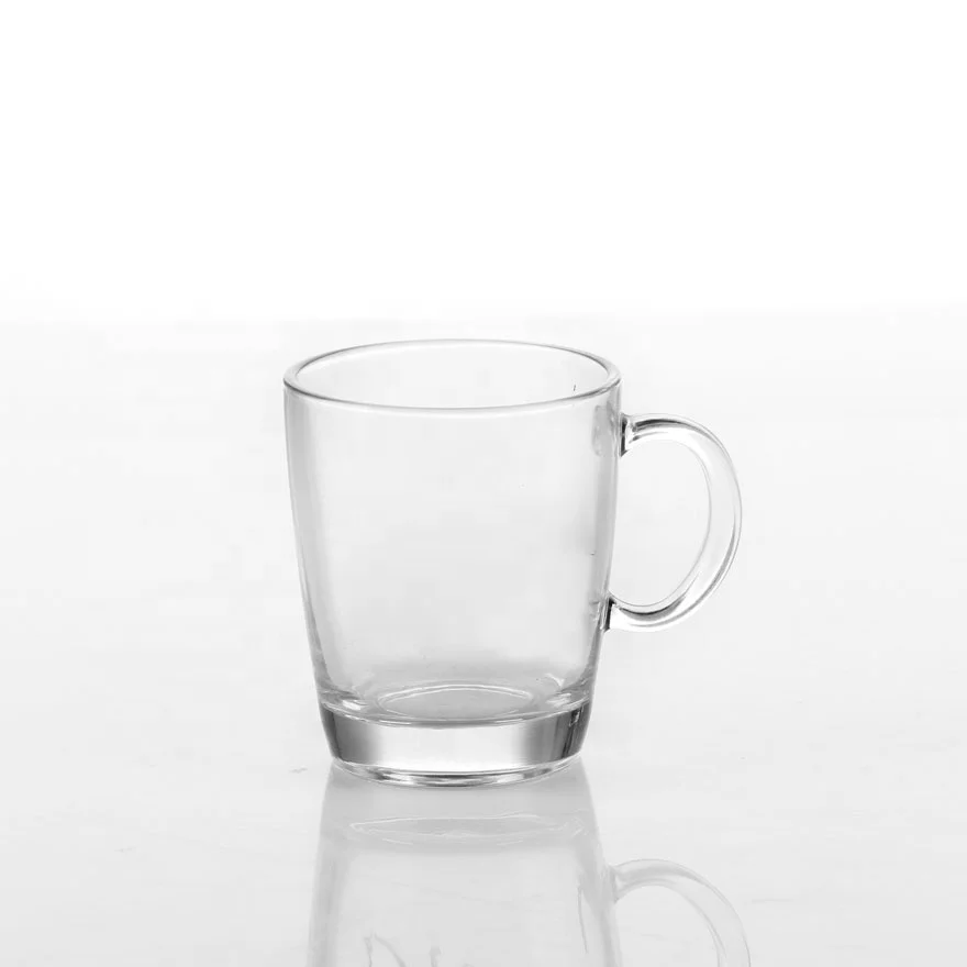 Large Plain Handle Drinking Glass Mug for Coffee & Tea
