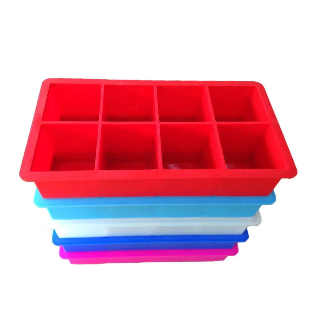 Custom Logo silicone Ice Cube Tray With 8 Cavity Ice Cream Mold