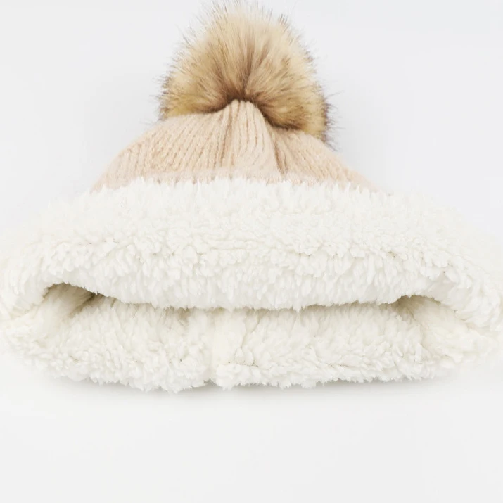 Warm Scarf Glove Hat Beanie Set with Fleece Cable Knit Winter Gift Set Pom Cap Touch Screen Glove Long Scarf 3 PCS Set for Women