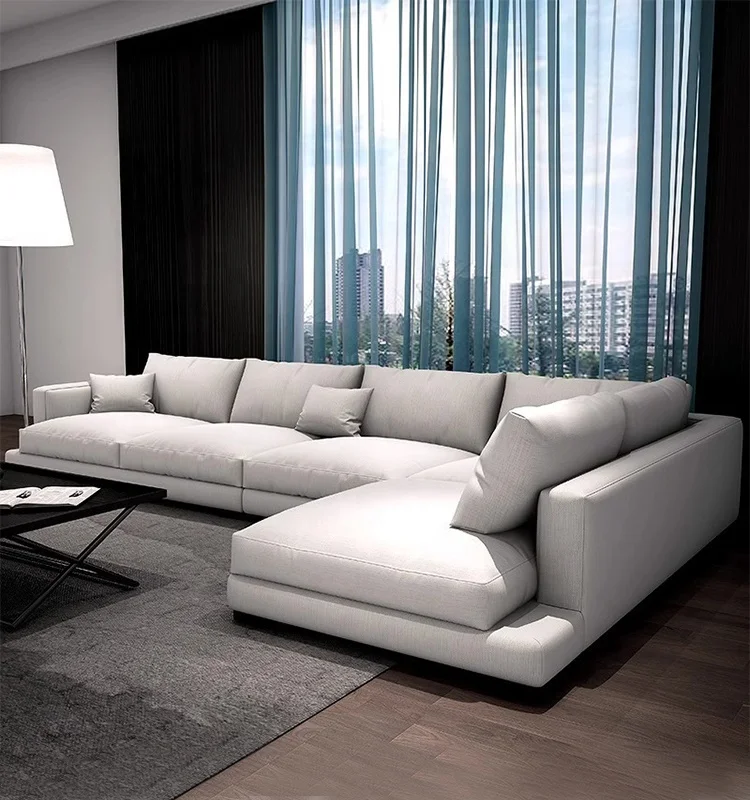 Modern white combination sofa living room 7-seater corner sofa set furniture