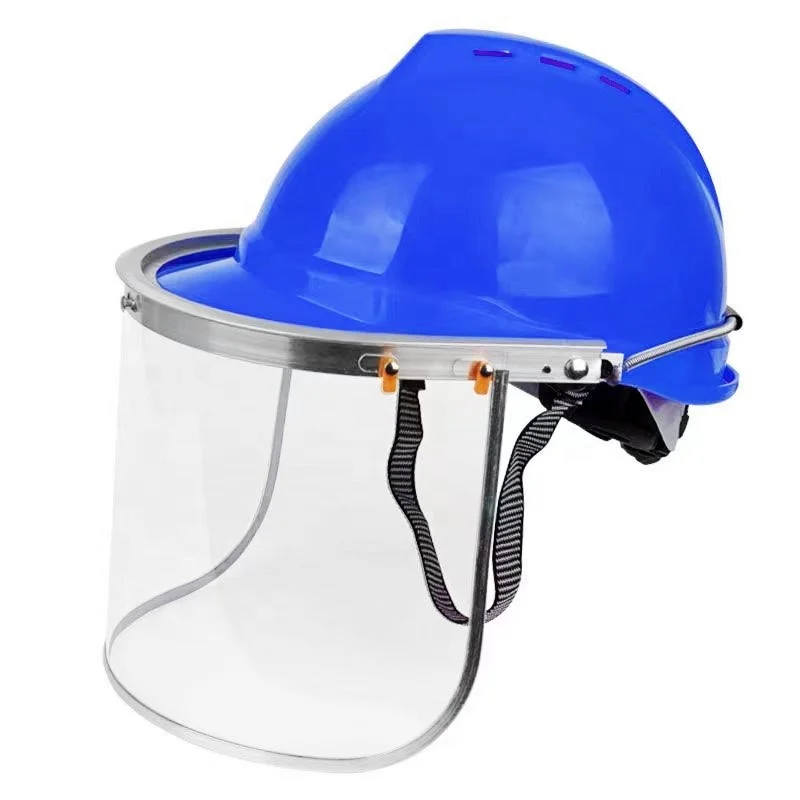 safety hard cap  transparent clear  lens Protective Face Shield plastic face shield with safety helmet