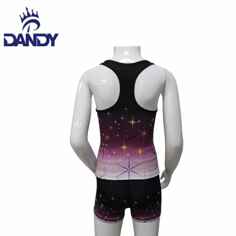 Dandy custom sublimation dance team cheer training clothes tank top shorts children wear dance