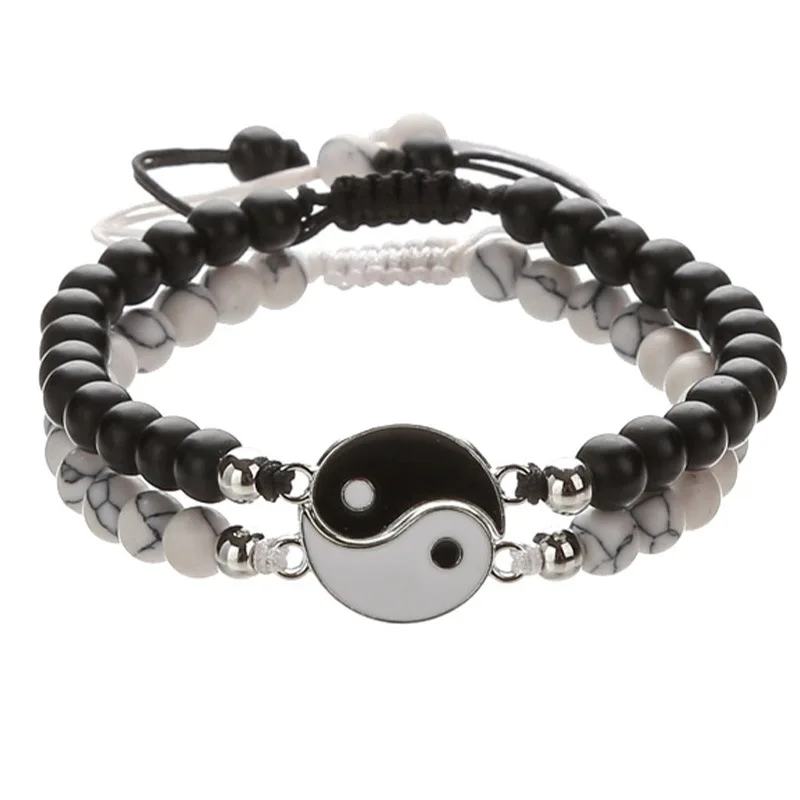 Hot Sale Eight-diagram-shaped Appetizer Bracelet Hand-woven Frosted Stone White Turquoise Bracelet Couple Gift