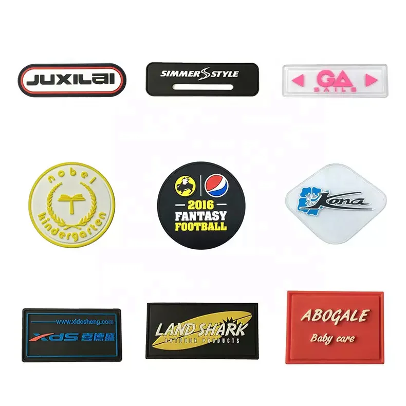 Custom Embossed Logo Brand Clothing Label Patch Soft Rubber 3D Custom Shoes Garment Labels Washable Main Labels Straight Cut