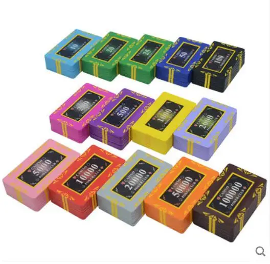 Square  Clay Rectangle Poker Chip with PVC Sticker Wholesale Clay Chip poker square chips
