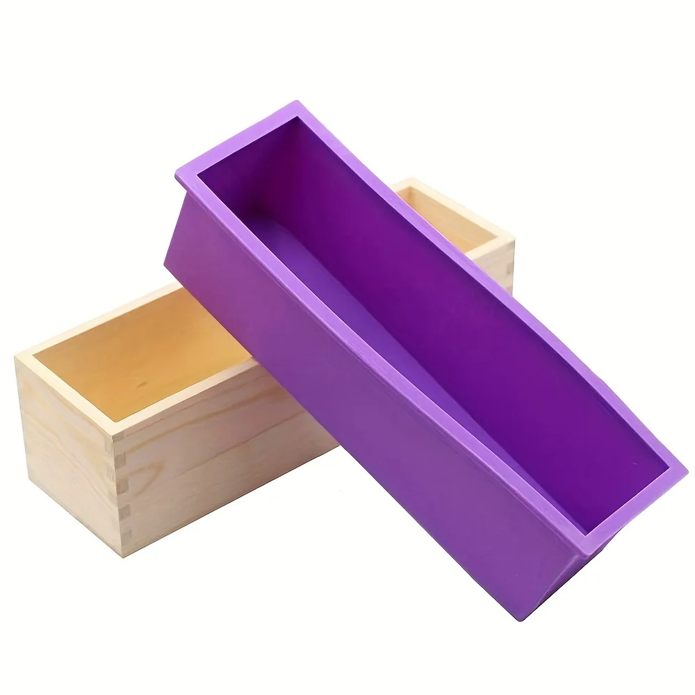 Rectangular Silicone Liner Loaf Mould With Wood Box For Homemade Cold Process DIY Tool Baking Supplies Christmas Party Favors
