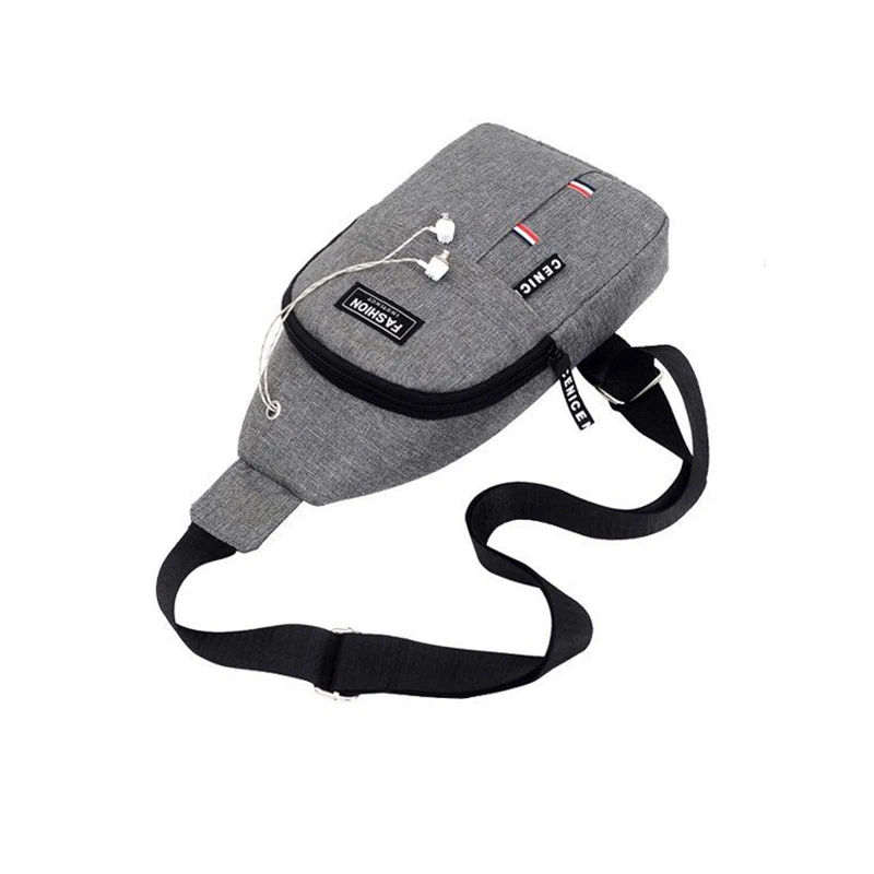 Hot sale Antitheft Earphone Hole Waterproof Pvc Sport Shoulder Sling Crossbody Custom Men Chest Pack Bag Men Sling Bag