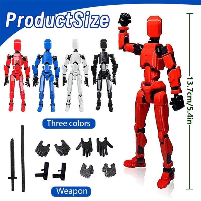 4 Types Weapons Titan 13 Multi-Jointed Robot Movable Action Figure Printed Titan 13 Action Figure