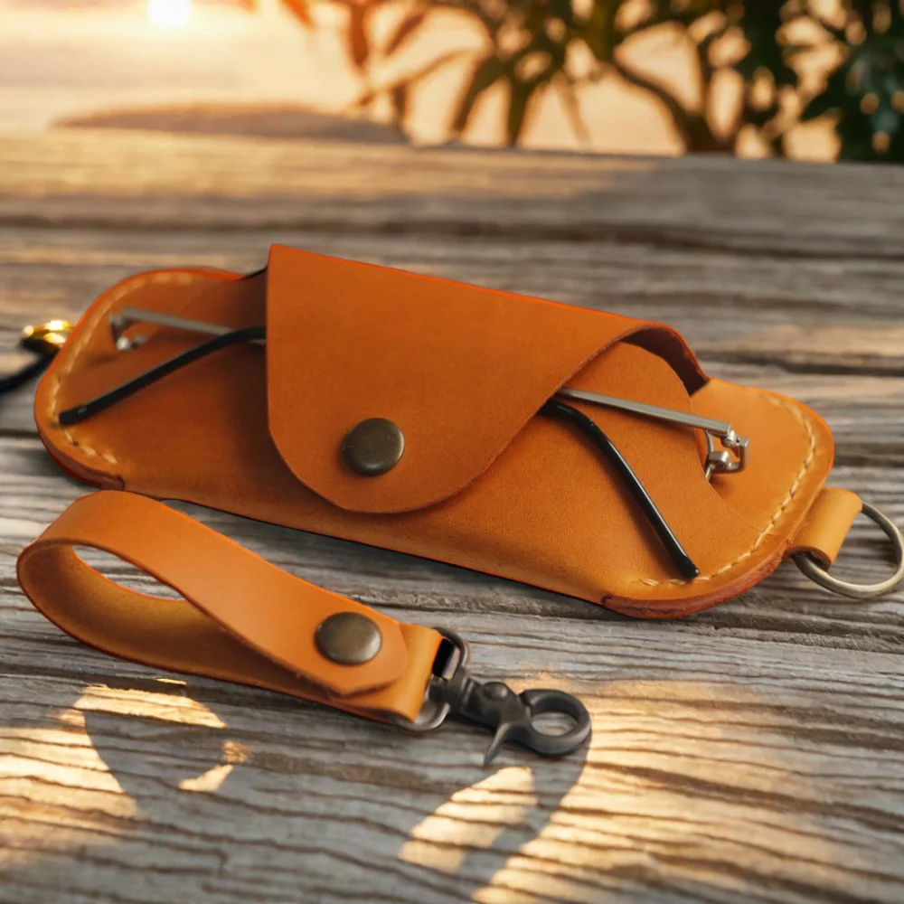 Crazy Horse Leather Glasses Case Genuine Leather Glasses Box Eyeglass Sunglasses Holder Slim Glasses Case