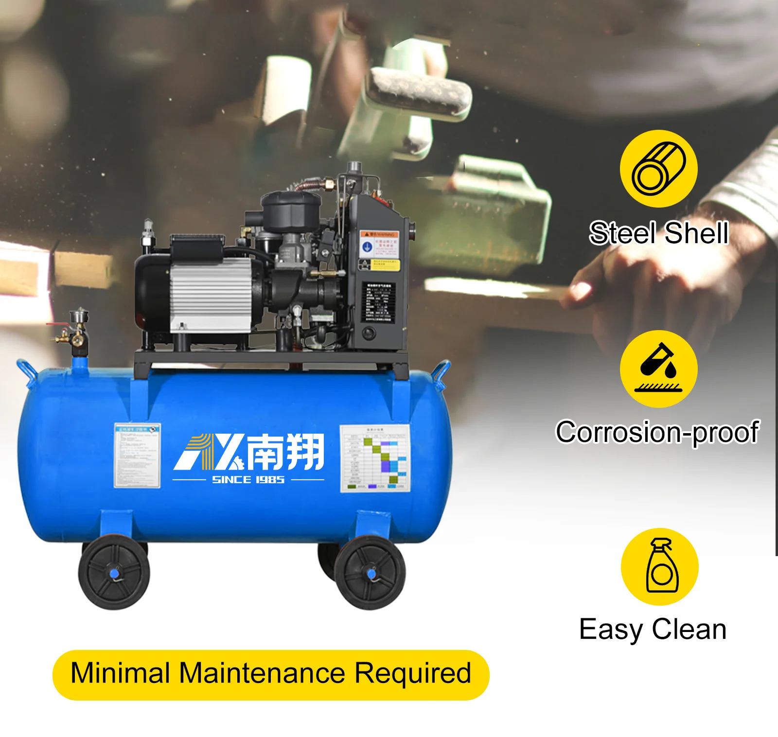 High Quantity electric air compressor 3kw 14cfm screw Type Portable Air compressor With tank