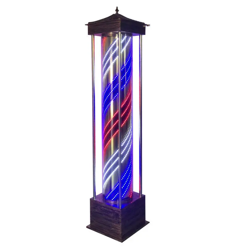 High Quality Retro rotating led Hair Salon Shop Sign Barber Pole Retro rotating led  Outdoor Wall Light  barber pole