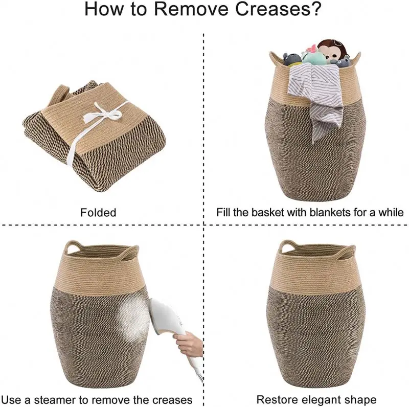 Natural colour handmade 100% cotton rope storage basket Modern Woven dirty Storage Basket Laundry Basket For Floor Indoor
