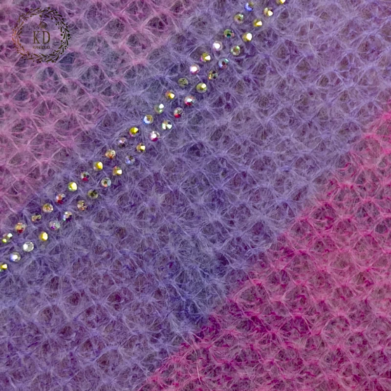 KD Knitwear Manufacturer Custom OEM ODM Knit Printed Hot Diamond Rainbow Gradient Knitted Jumper Sweater