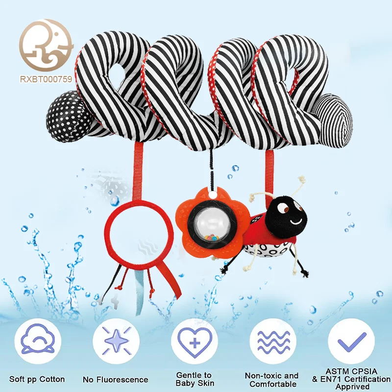 Wholesale 2024 neonatal bed around activity spiral stroller car seat travel lathe hanging toy baby rattle toy