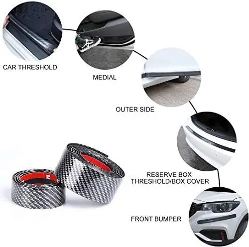 Universal Carbon Fiber Door Sill Rear Bumper Protector Corner Guard Strip Anti Scratch Car Wrap Sticker