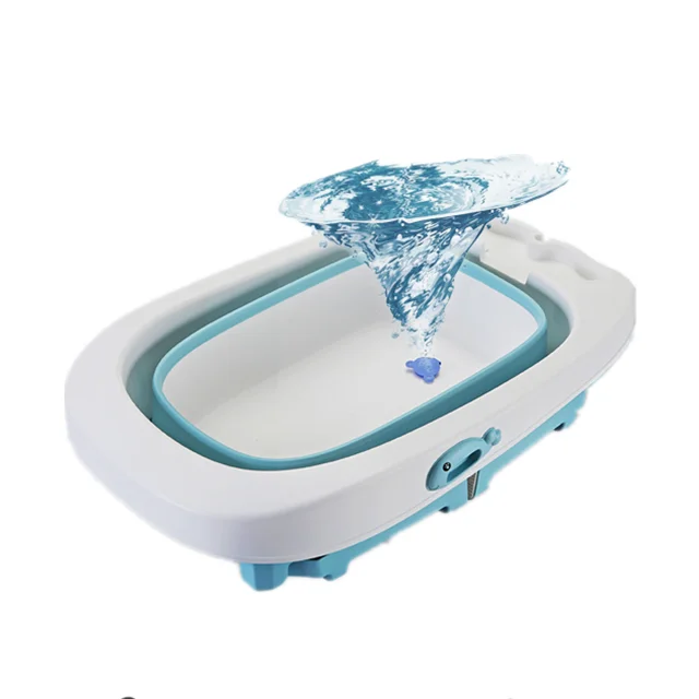 Amazon hot selling Safety Plastic With Temperature Sensing Plug Foldable Bath Tub For Baby