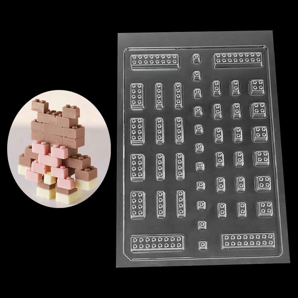 XJH 3D Legos Shaped Hard Baking Pastry Cake Decorating Moulds Legos Shapes Plastic Chocolate Mold