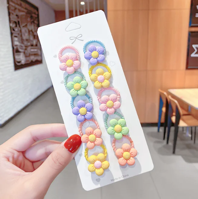 10pcs mini size hair accessories cute hair scrunchies baby cartoon hair ties