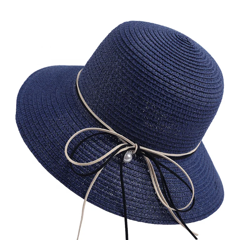 Women Broad Brim Beach Hat Bowknot Summer Sun Hat Foldable Straw Hat