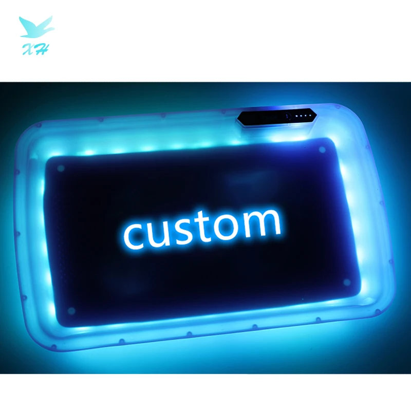 Custom Large LED Light Up Girl Rolling Tray and Grinder with Flash