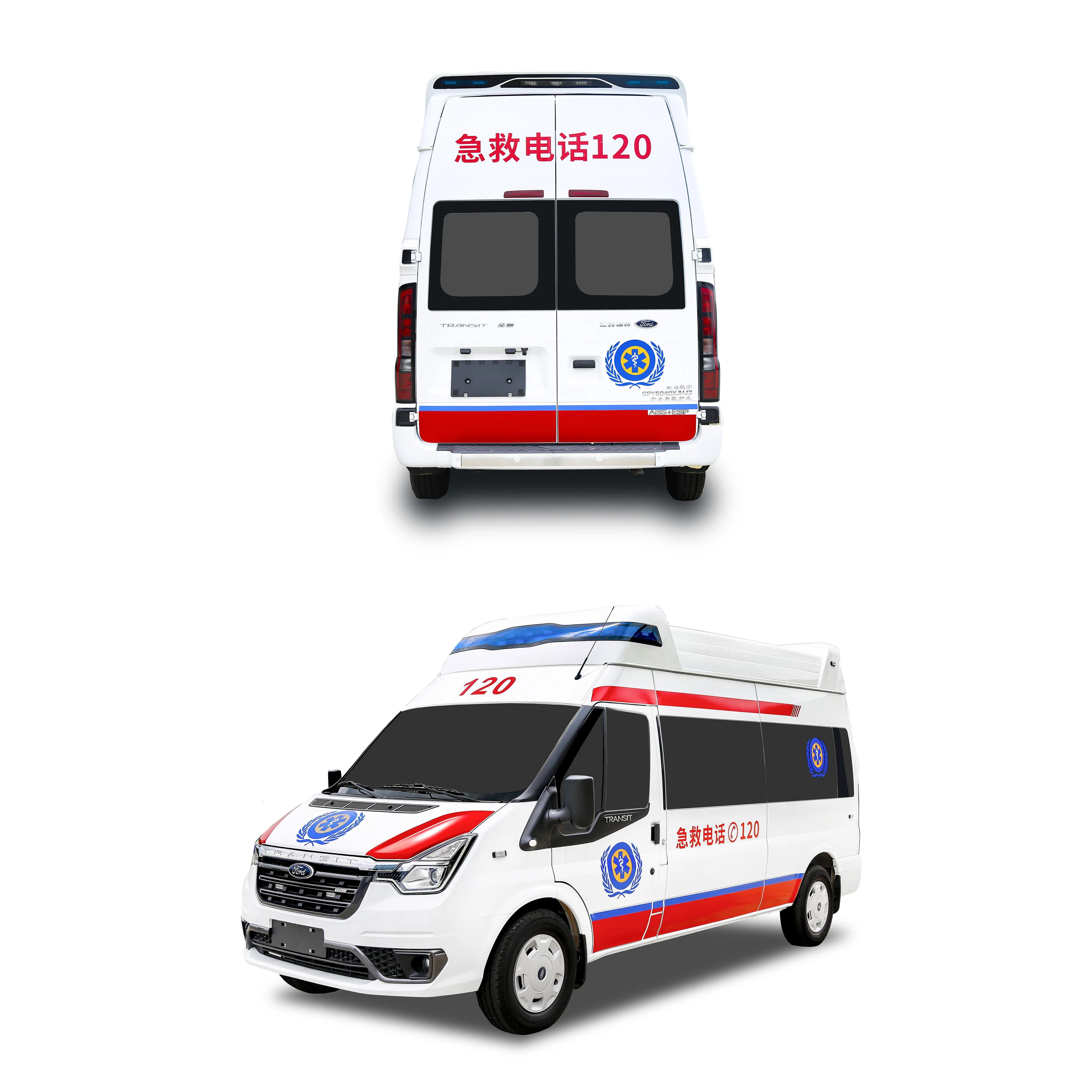 Ambulance Vehicle Transit V348 PRO Euro 6 Diesel Monitoring Negative Pressure Ambulance Car ABS Interior Ambulance Manufacturer