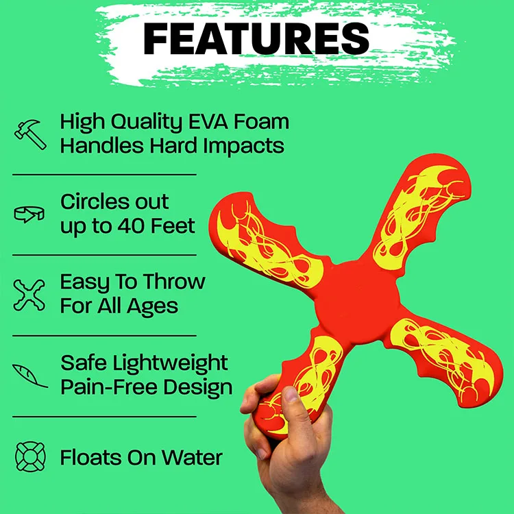 Outdoor game toy eva foam custom logo flexible boomerangs soft flying frisbeed disc for kids
