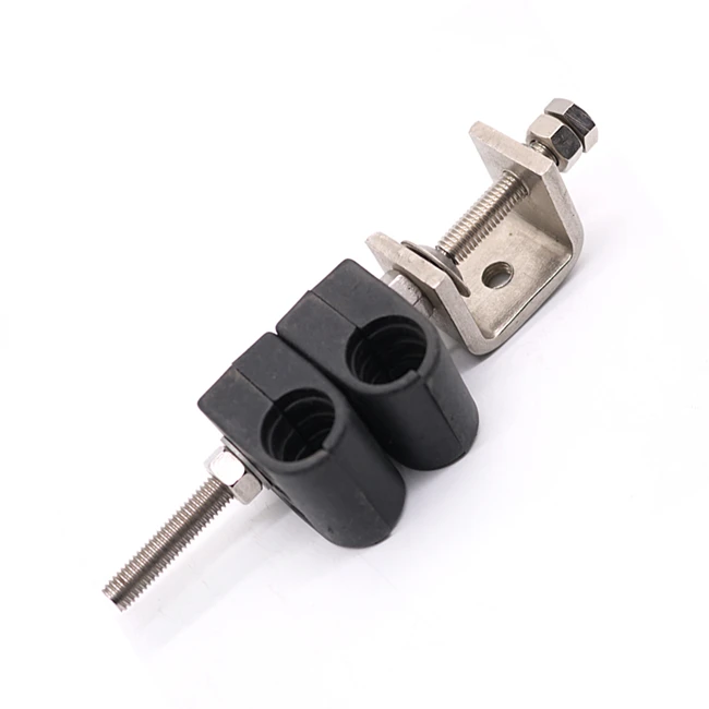 Two way feeder cable clam for 1/4-1/2-7/8 1-1/4 1-5/8 RF feeder cable