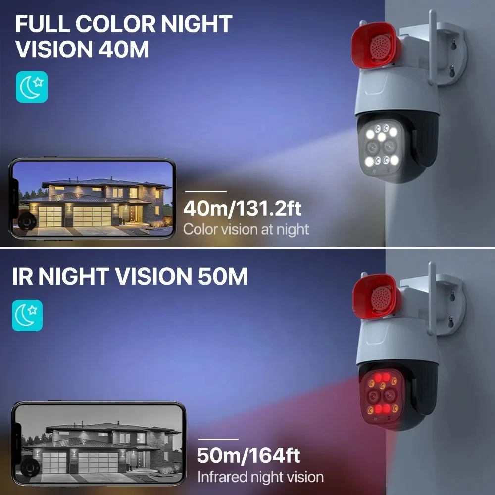 2.8mm-8mm Wide Angle 10X PTZ IP Camera Wifi/4G Sim Card 8MP Audio CCTV Surveillance Smart Home Camera Colorful Night Waterproof