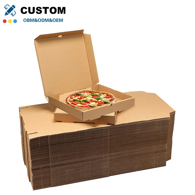 OEM OBM Kuoshi Custom Cheap Biodegradable Different Sizes 9 11 12 13 14 15 16 18 Inch Takeaway Pizza Boxes Kraft Paper With Logo
