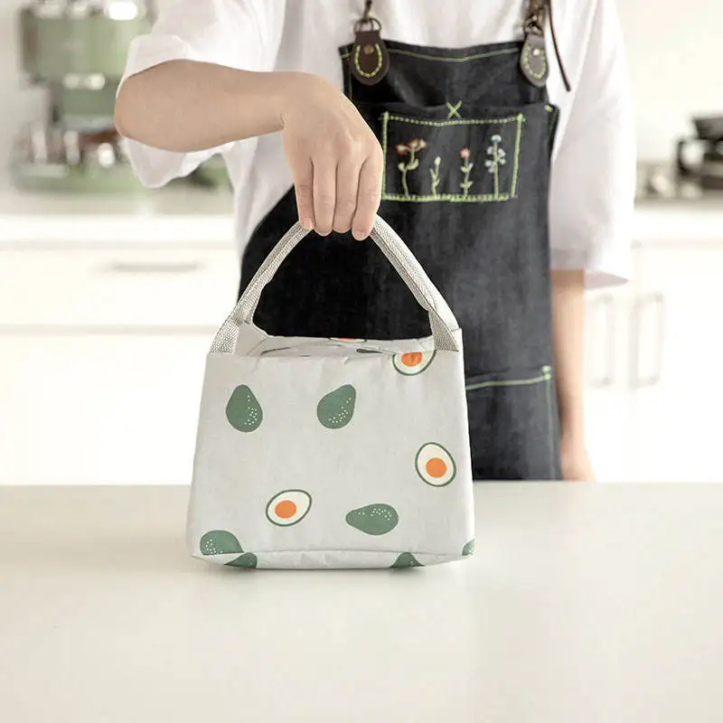 Cute Fruit Printed Oxford Aluminum Film Insulated Food Cooler Bag School Office Insulation Lunch Bag