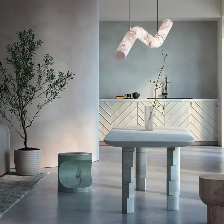 Strip Alabaster Living Room Minimalist Lamp Dining Room Plaster Chandelier Decorative Led Pendant Lights