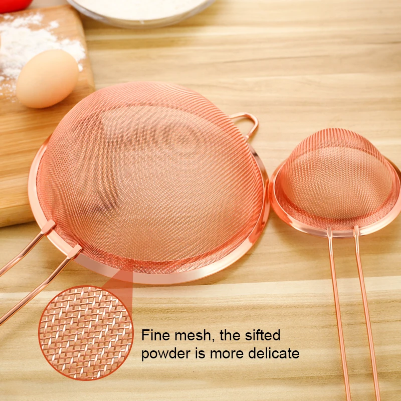 Wire Mesh Oil Strainer Stainless Steel Flour Colander Sifter Tea Coffee Powder Fry Strainer Tool Colander with long handle