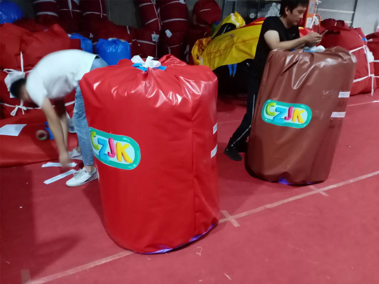 Двойная водная горка надувная гигантская с препятствием для