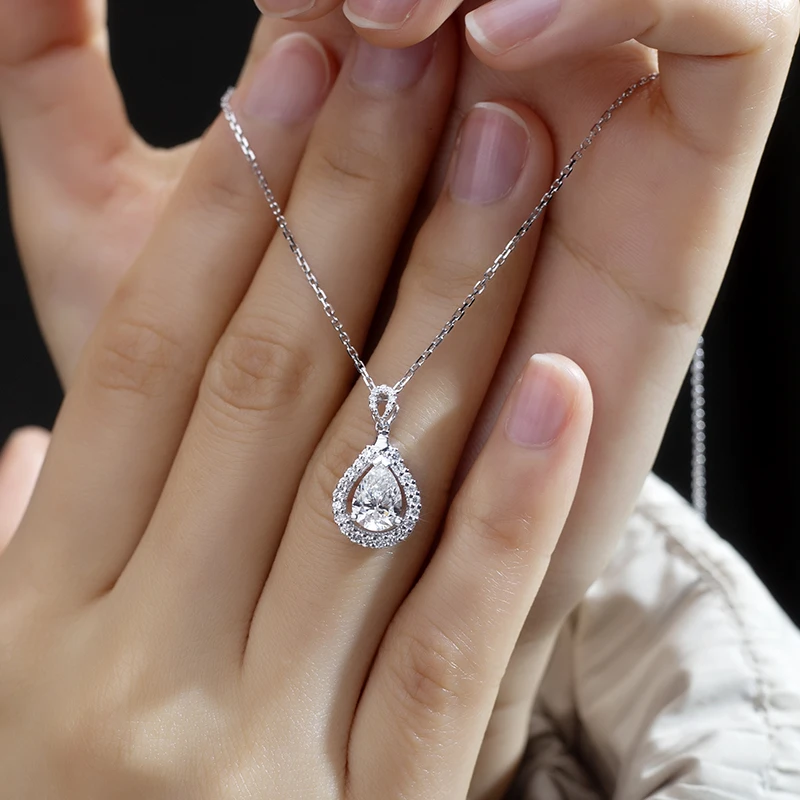 MSN-791 из 18-каратного белого золота по индивидуальному заказу 1.5ct D VS1 CVD HPHT лабораторное бриллиантовое ожерелье