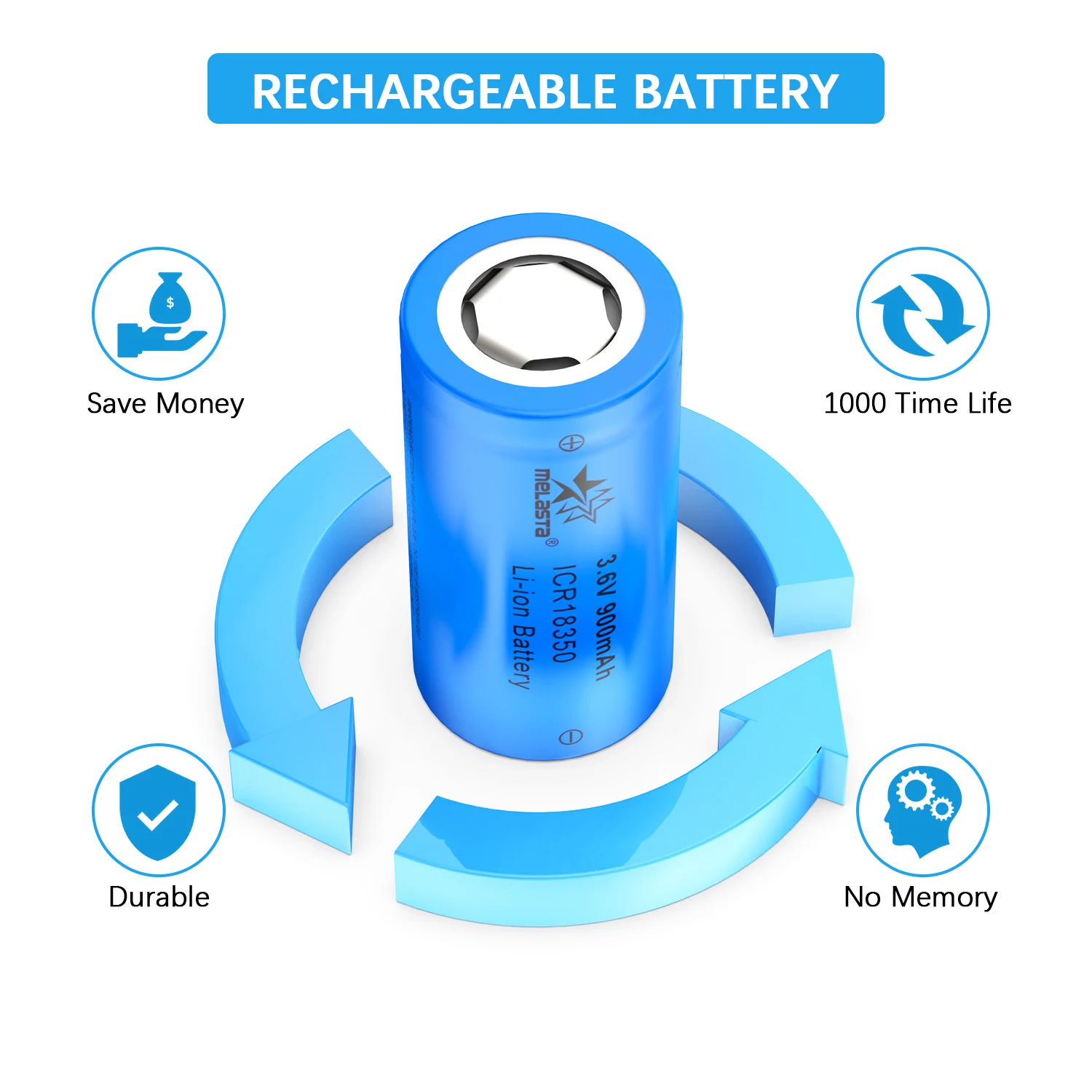 Icr18350 3.6v 900mah Lithium-Ion Battery Cell Cylindrical Rechargeable Lithium 18350 Battery