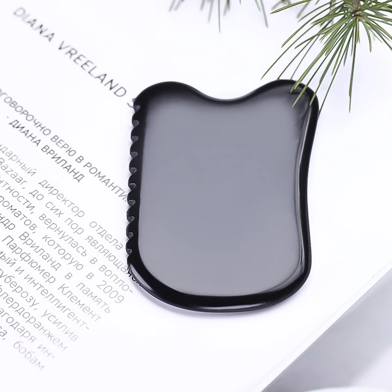 High Quality Black Bian Stone Guasha Body Massage Face Lifting Anti-Aging Jade Scraping Black Bian Stone Gua Sha