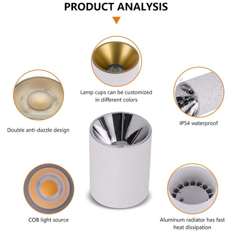 Nordic Design Hot Sale Dimmable Surface Mounted Kitchen Living Room 20W Led COB Downlight