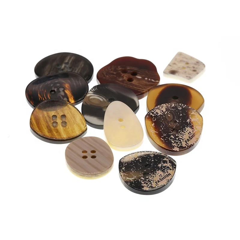 4 Holes high quality custom logo coat windbreaker resin polyester paint horn oval buttons