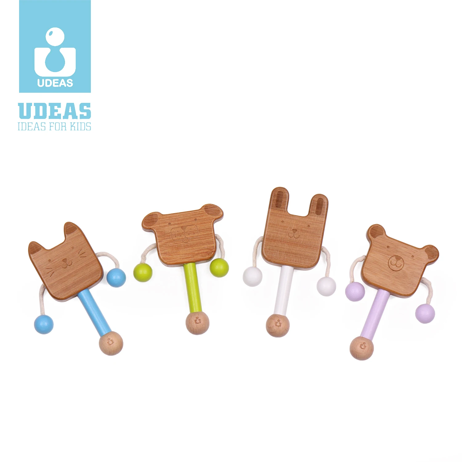 
High Quality Eco Friendly Bamboo Baby Early Educational Toys Montessori Kids Toy Bamboo Rattle-Drum Christmas Kids Toy Games 