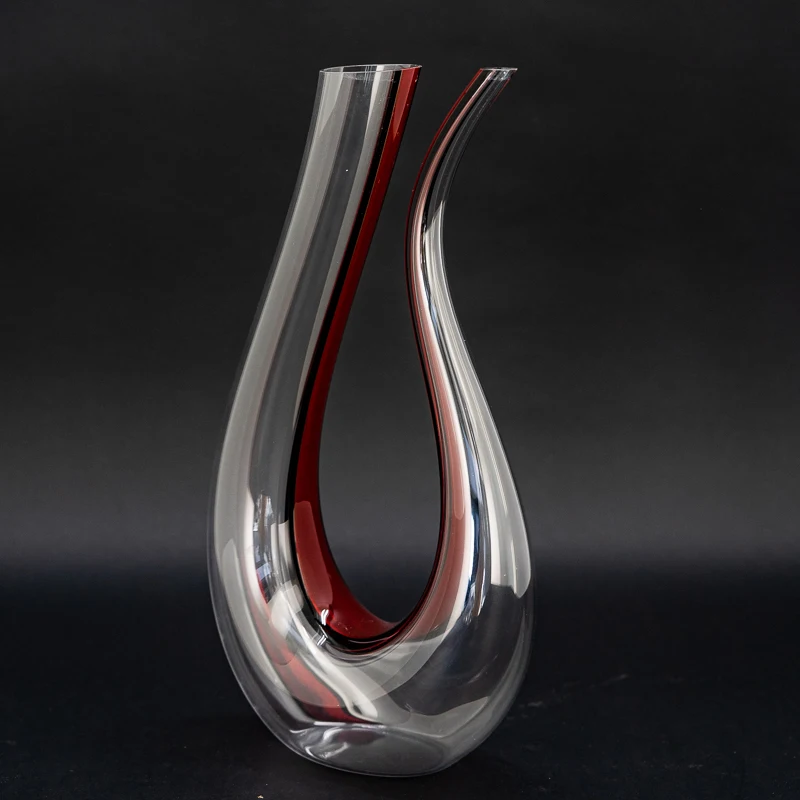 Handmade Unique shaped Colored Glass Clear Red Wine Decanter