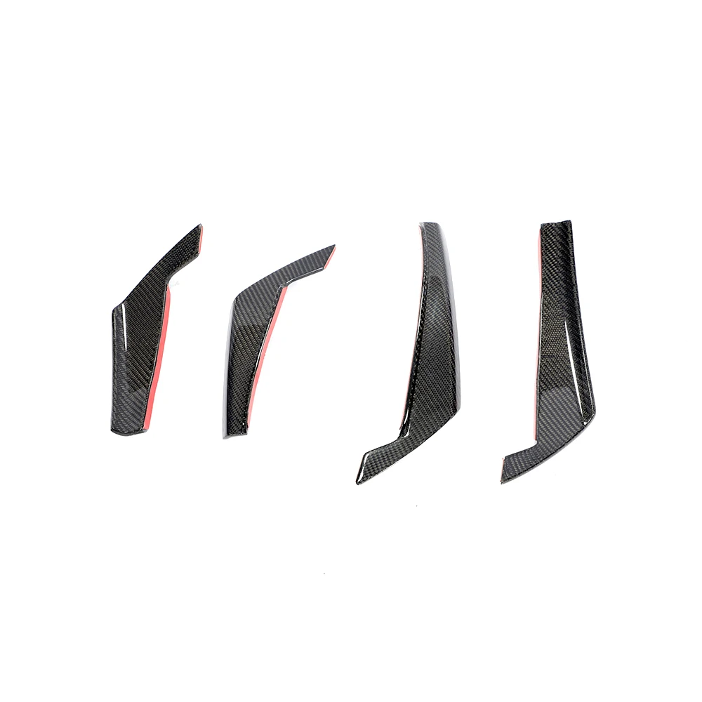 A4 B9 Carbon Fiber Car Front Bumper Canards Trims for Audi A4 RS4 2017-2019