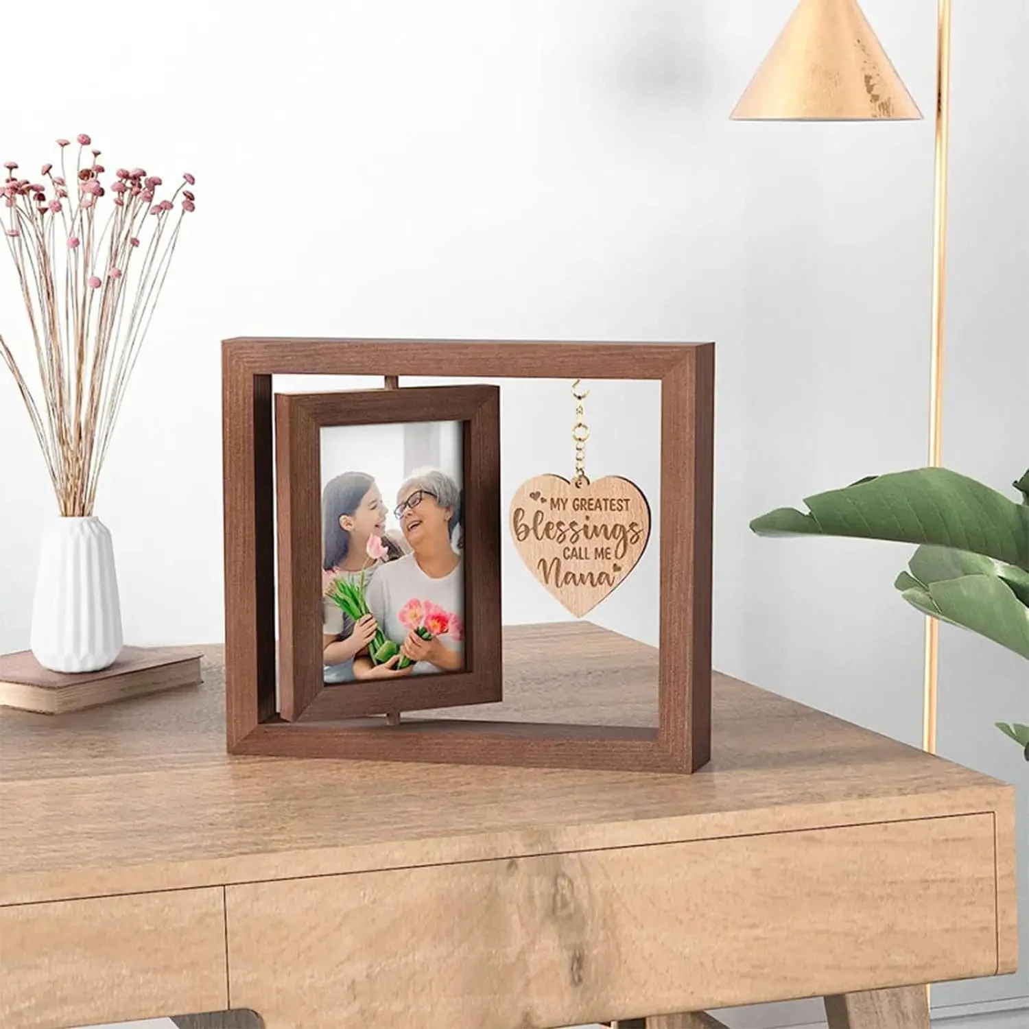 Picture Frame Double Sided Cards Display Holder Rotating Photo Frame For Memorial