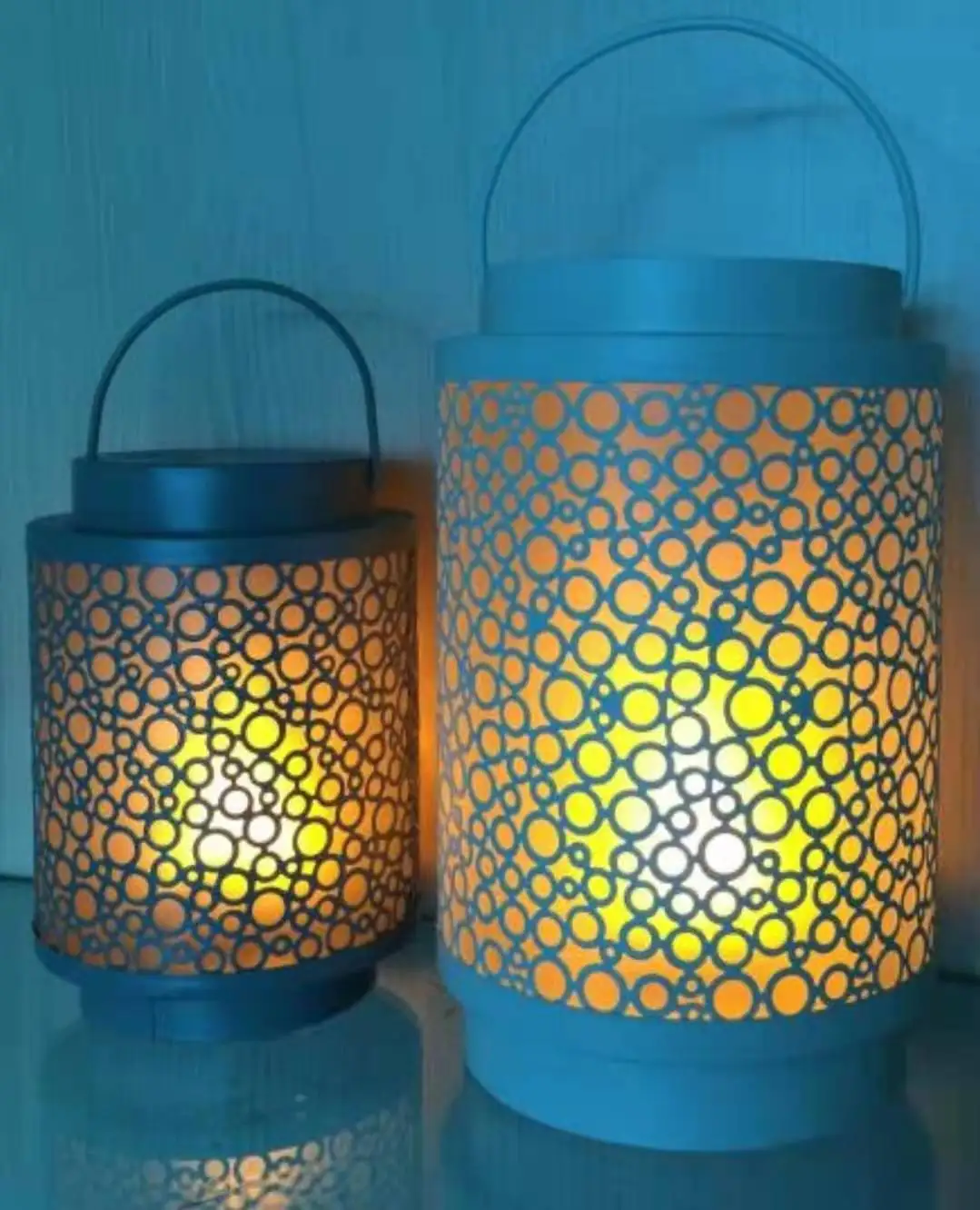 
Well design metal lantern with warmwhite led light gift for friends nice light 