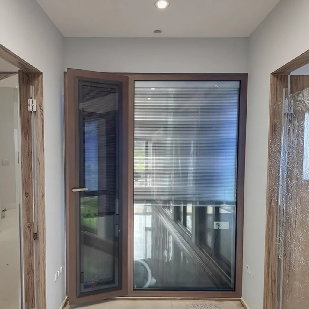Modern Design Aluminium Casement Windows Security Screens Double Tempered Glass Steel Frame Swing Style for Villa