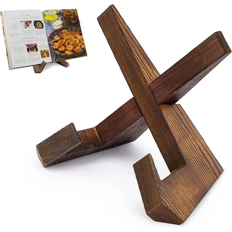 Contemporary Style Wooden Cookbook Rack for Home Kitchen for Restaurant Menu Display Stand Book Stand
