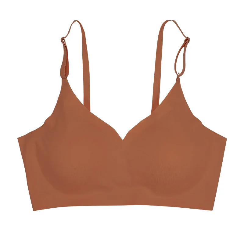 Traceless Ice Silk Padded Wire Free Woman Bralette Solid Color Ultra Soft Breathable Seamless Bra