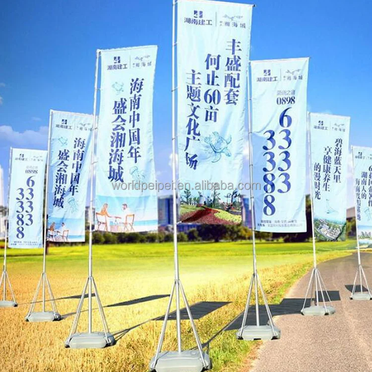 Telescopic Giant Water Injection Base Flag 3m,5m,7m Flag Pole Stand With Flag Banner