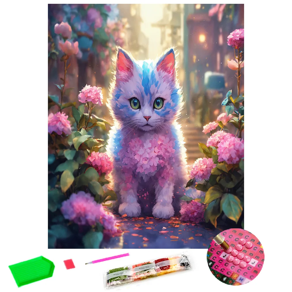 5d Diamond Painting Cat Animal Cross Stitch Full Round Drill Creative Hobby Embroidery Wall Decoration Art Needlework