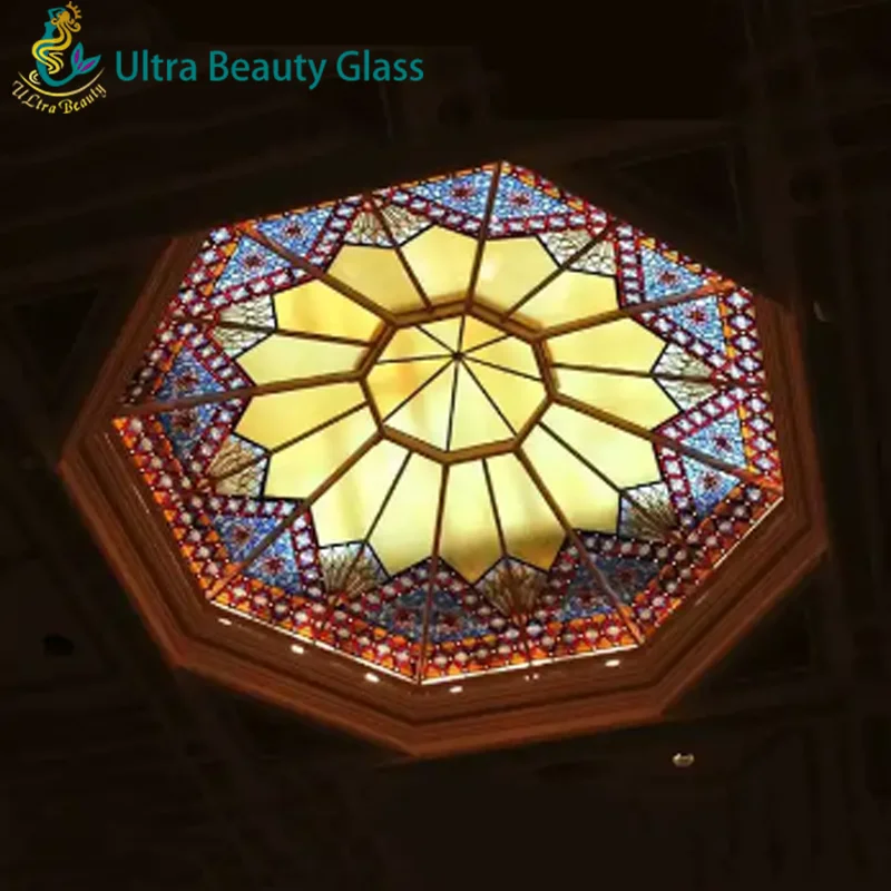 Cheap price decoration tempered stained glass ceiling dome for church glass
