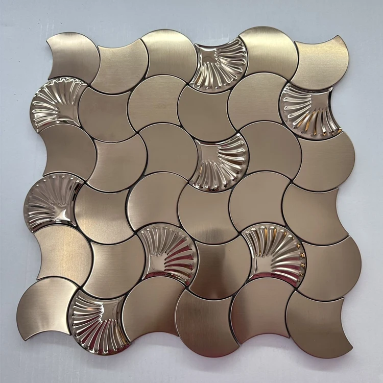 SANIPRO Modern Luxury Premium Multicolor Special Shaped Wall Decor Brick Stainless Steel Decorative Mosaic Tile